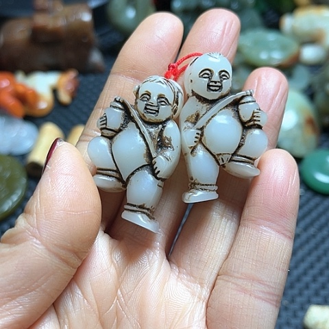 白玉菩提吊坠摆件