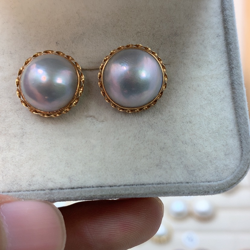 【闪购商品】耳饰拼合珍珠（马贝珠）18K金镶嵌