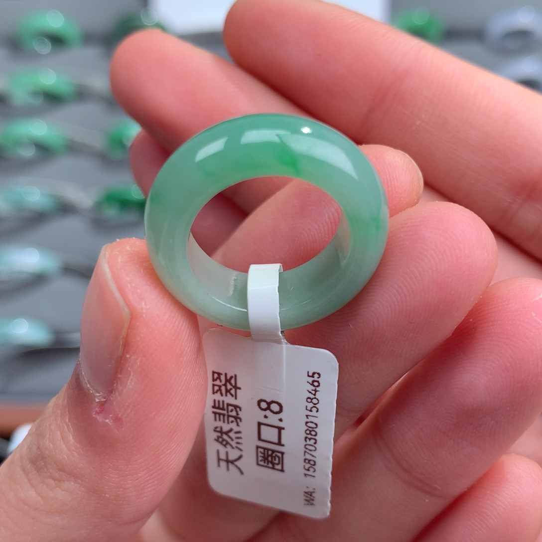 翡翠戒指未镶嵌天然8圈口
