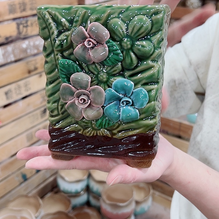 有孔，凑单福利满10元发货陶瓷多肉花盆！