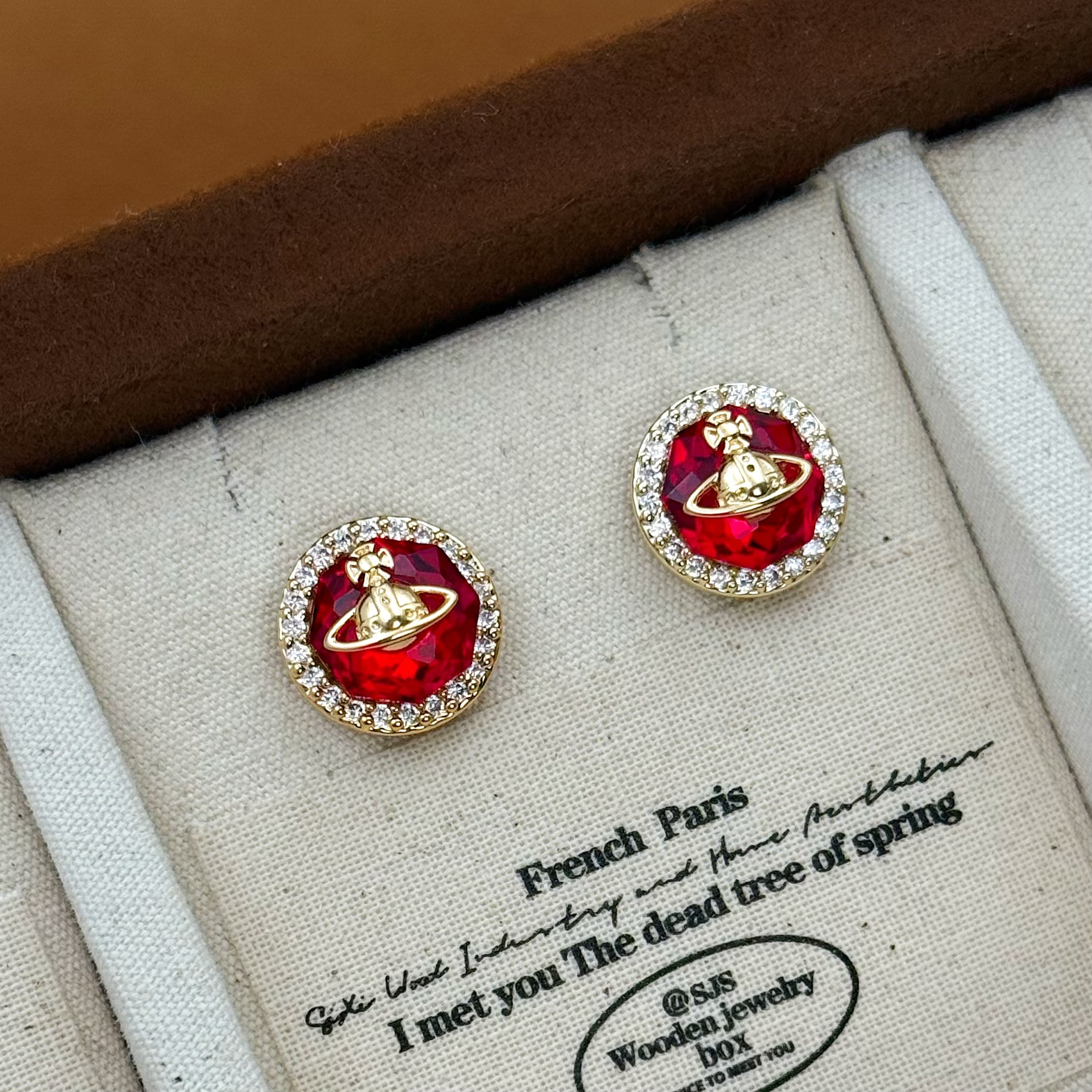 铜合金耳饰 佳佳（D65） 土星红耳环