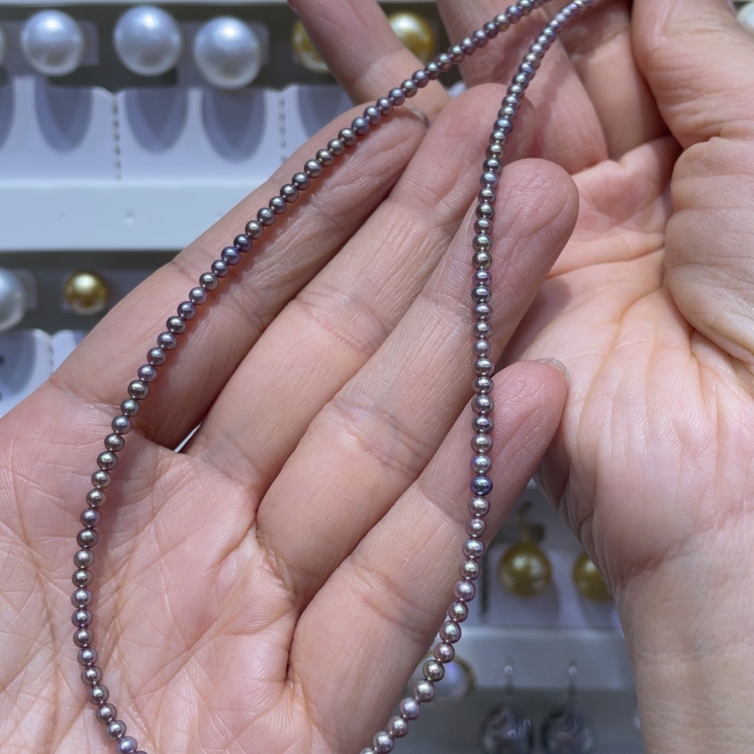 淡水珍珠银S925镶嵌颈饰2.5-3mm