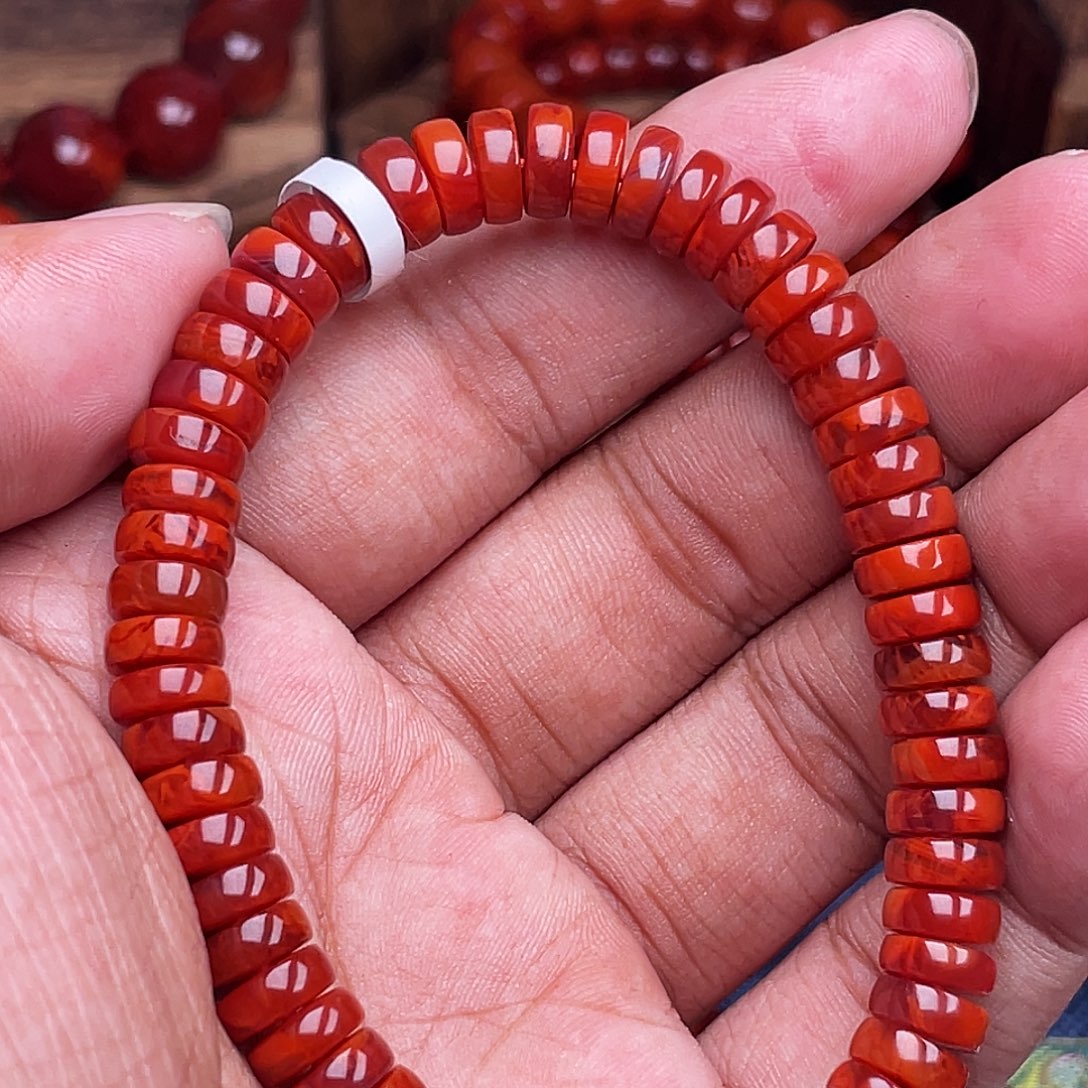 厚***9南红玛瑙未镶嵌手链南红瓦西卡8火焰药片