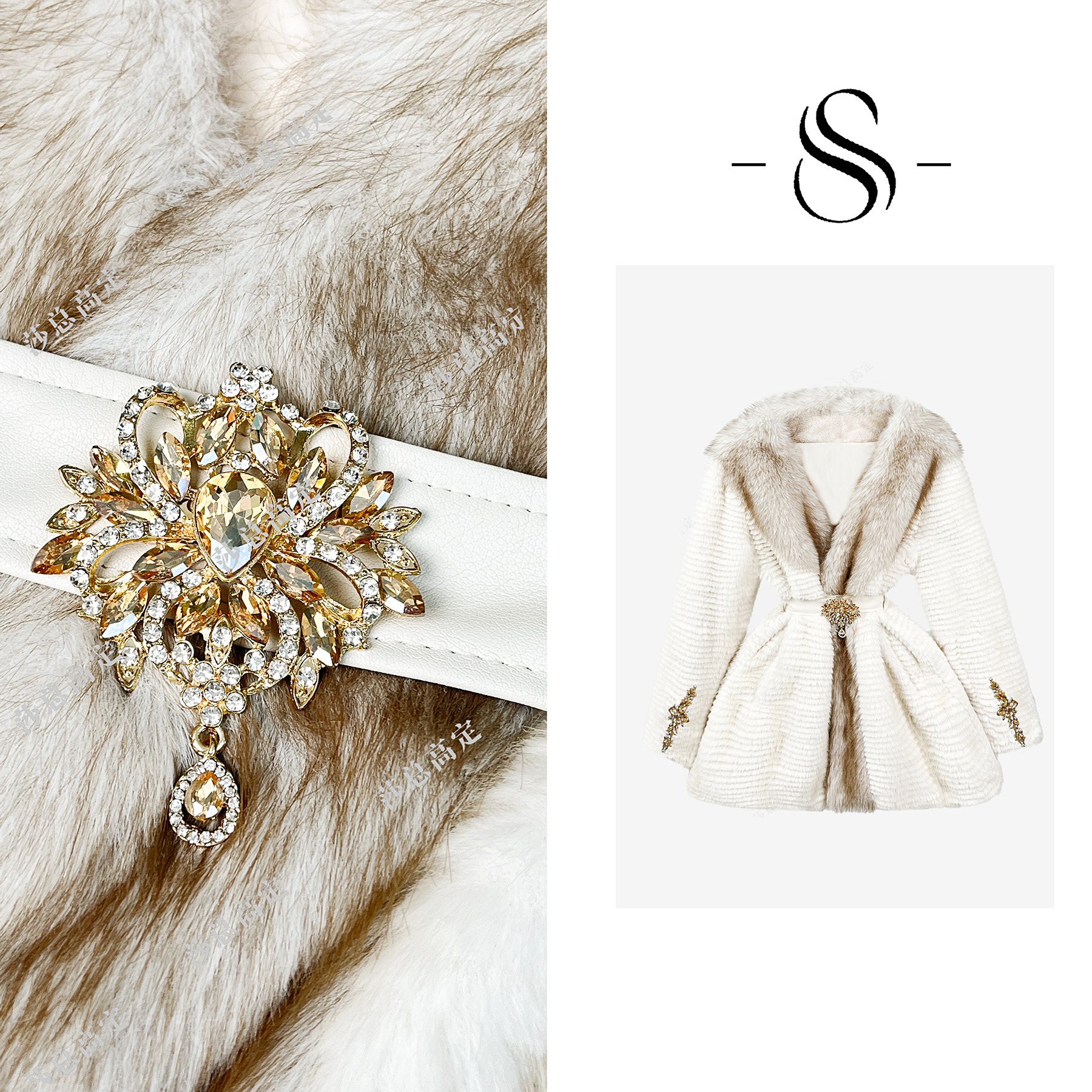 NIMOSHI【倩倩】冬季新款保暖钉珠中长款钉显瘦减龄短外套女D0068