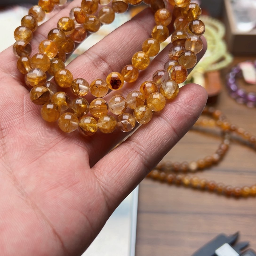 未镶嵌手链水晶黄胶花多圈