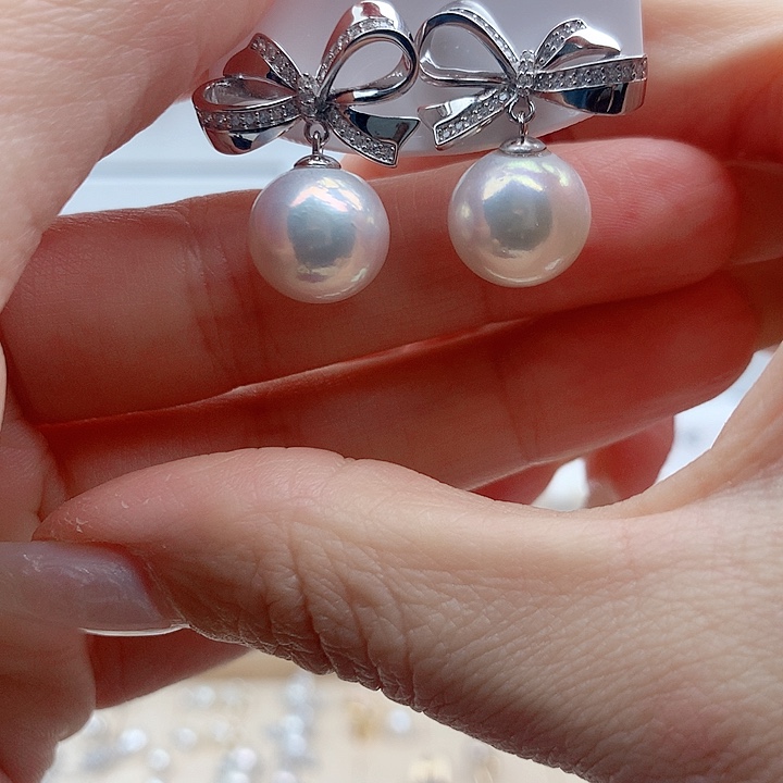 淡水珍珠耳饰银S925镶嵌