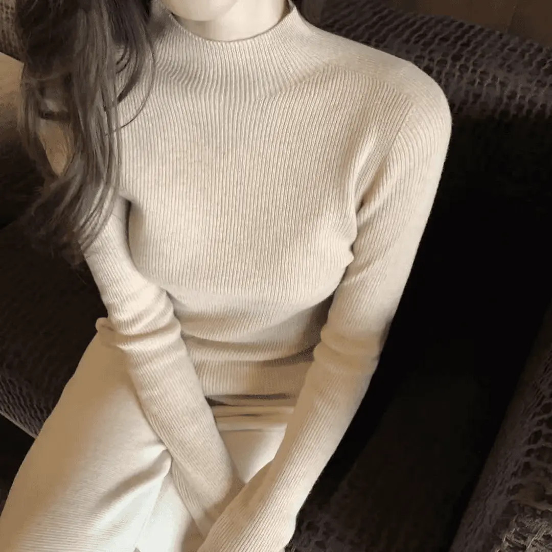送洗护液【100%羊毛】一线成衣抽条半高领无缝羊毛衫针织衫打底衫