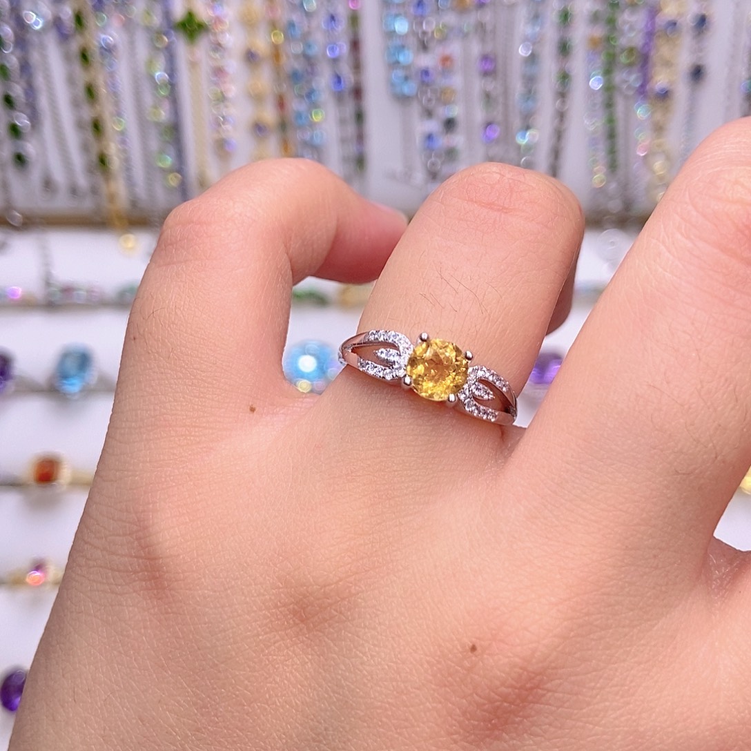 黄晶银S925镶嵌戒指