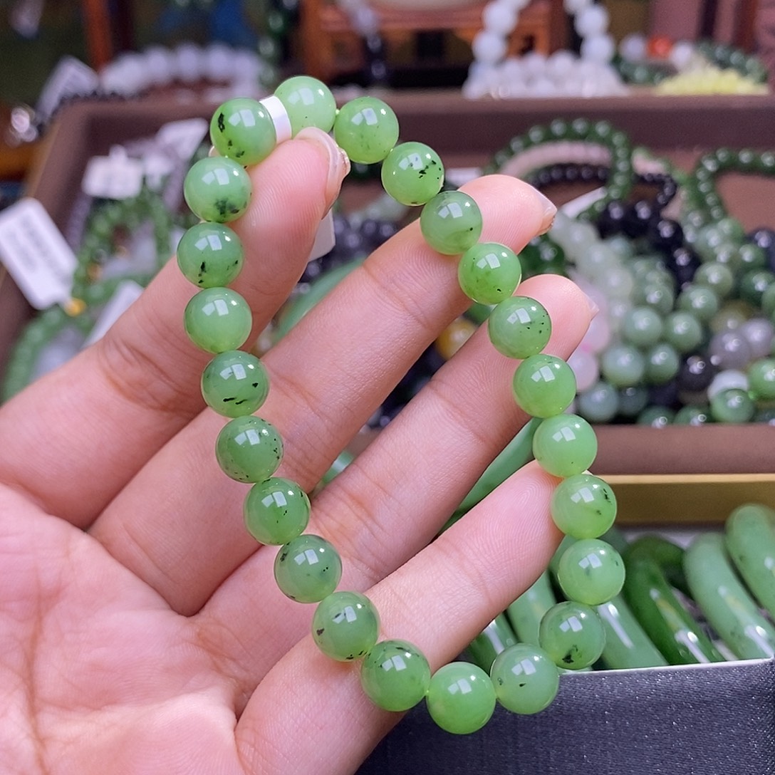 和田玉未镶嵌颈饰碧玉乌兰海手串8mm