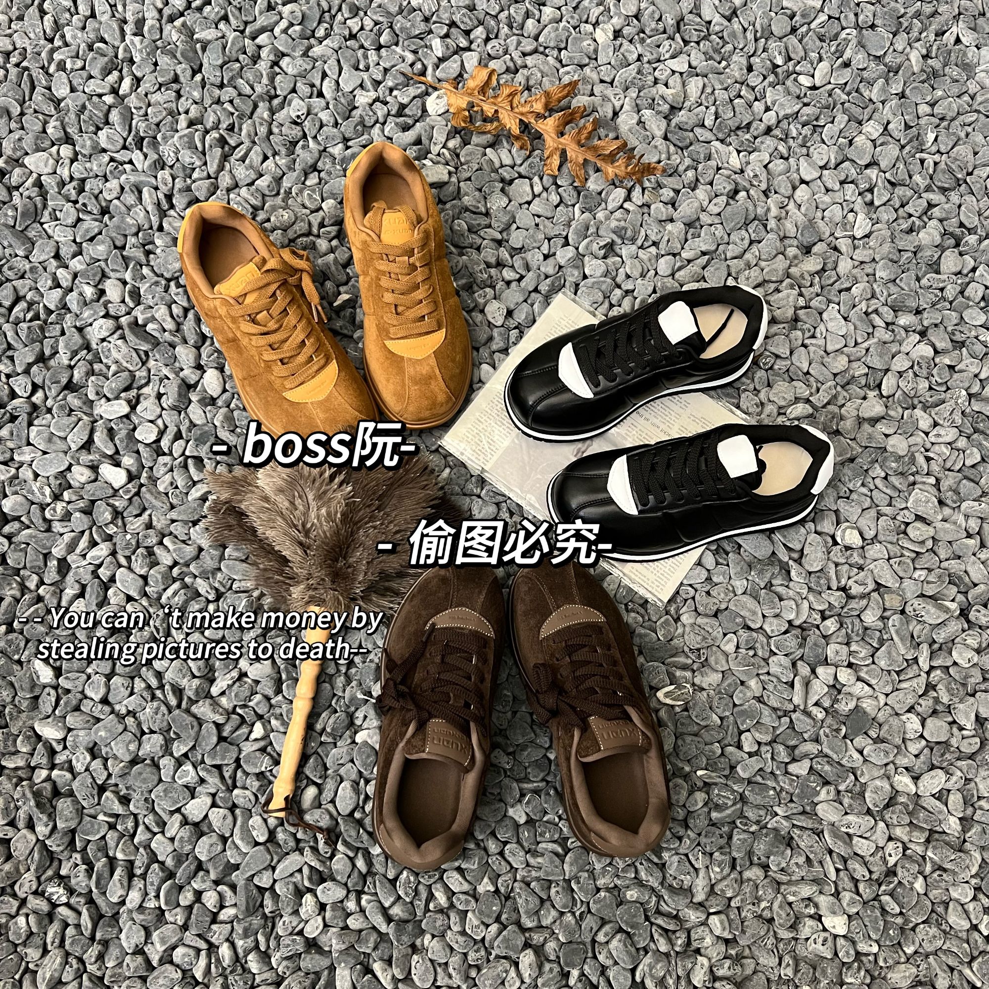 阮老板丨增高板鞋休闲板鞋秋冬休闲学生厚底鞋子黑色韩版