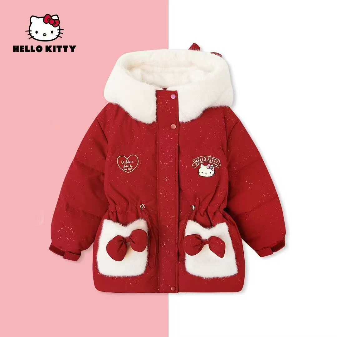 女童棉服2025新款外套洋气女孩红色冬季棉衣中大童棉袄喜庆年服装