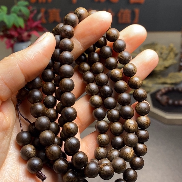 沉香手串越南芽庄白棋楠0.8×108