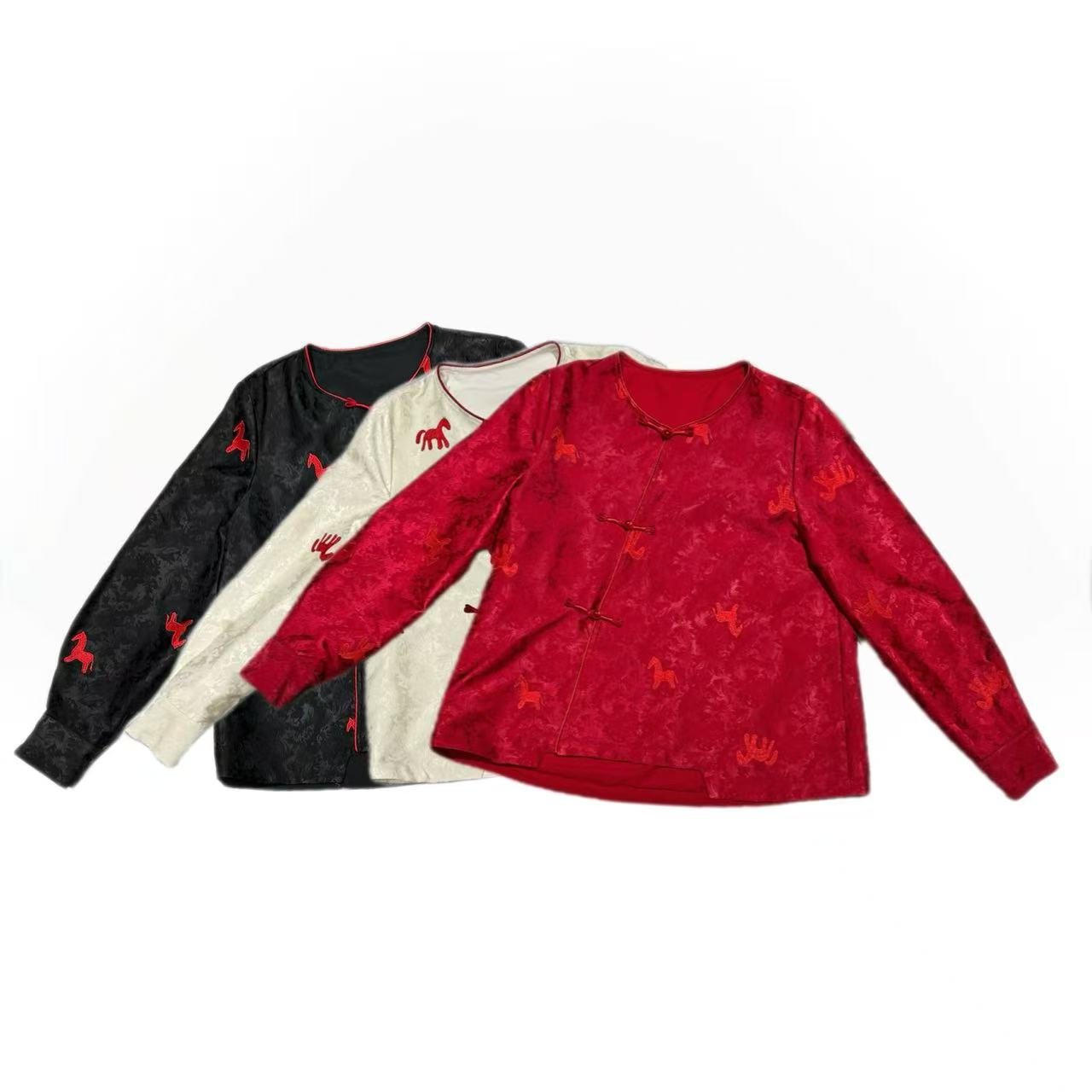 2314新款新中式圆领《马来鸿运》气质时尚百搭宽松女潮流绣花网红