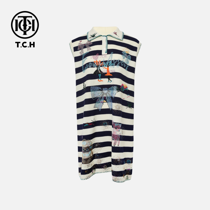 TCH烫钻工艺新时尚淑女百搭新潮流连衣裙T75B30E5170轻奢tch
