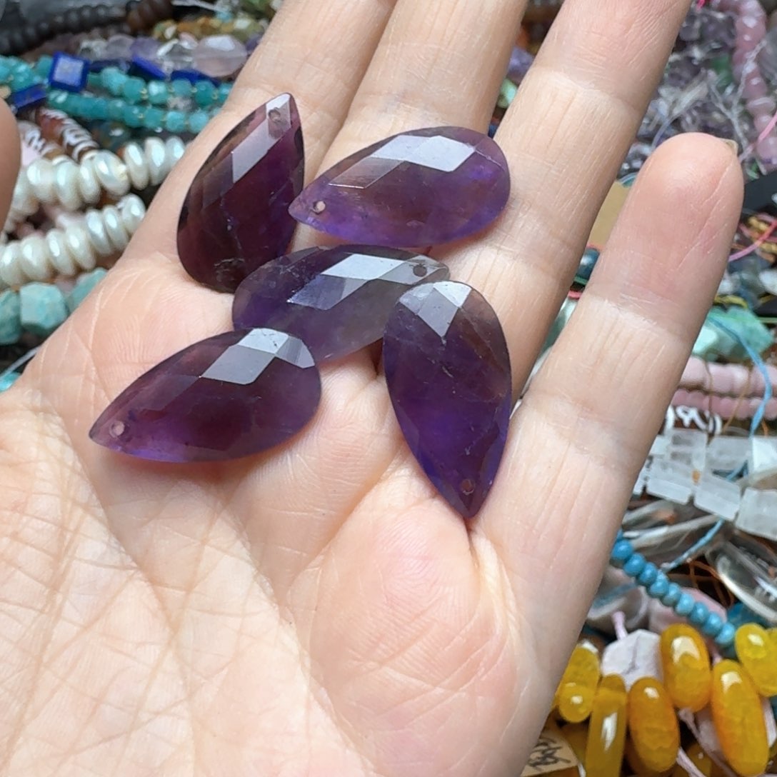 合金玛瑙/玉髓珠宝半成品一个紫水晶吊坠