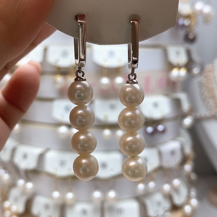 淡水珍珠耳饰银S925镶嵌