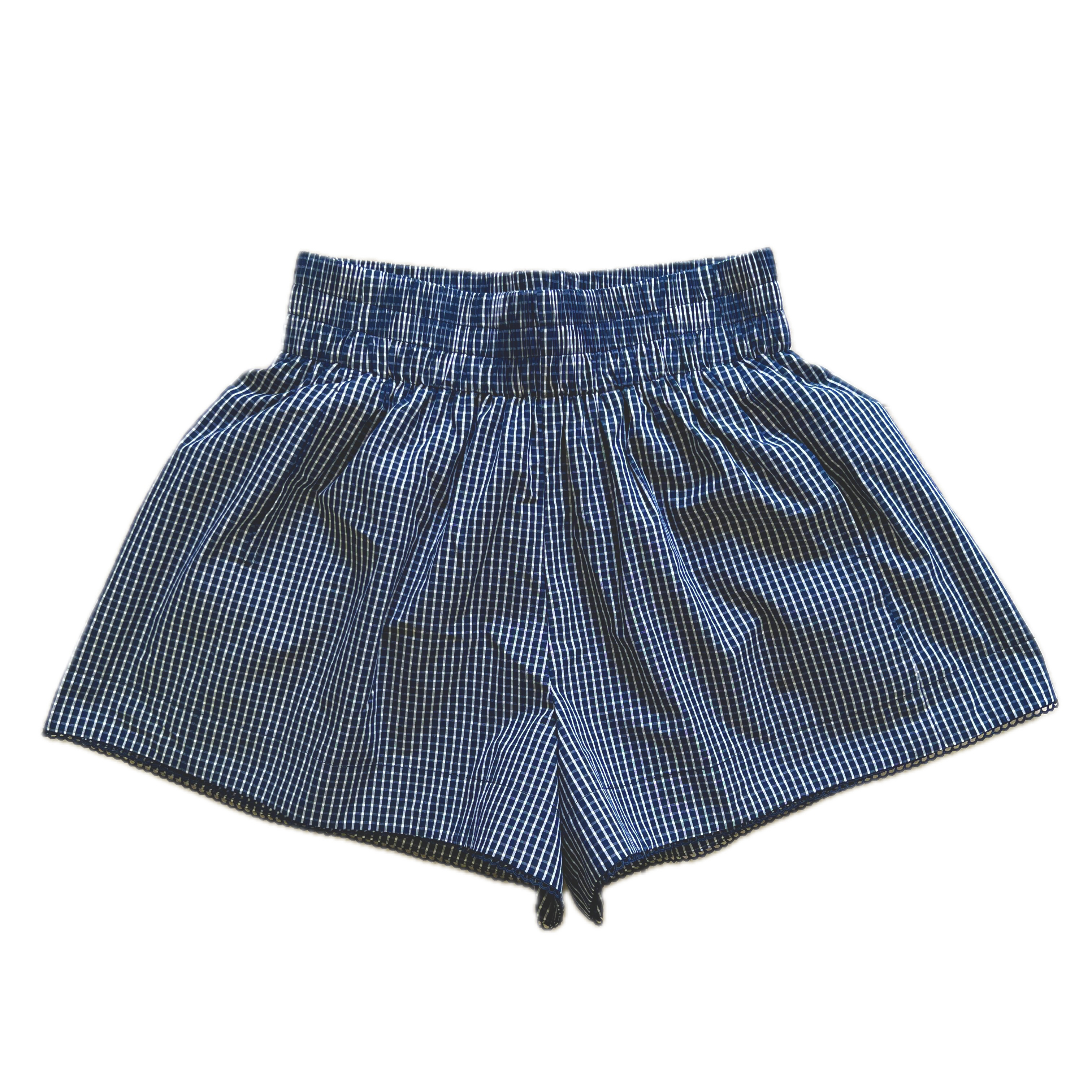 LING玲姐-欧美风夏季短裤蓝白格纹显瘦高腰短裤阔腿休闲风