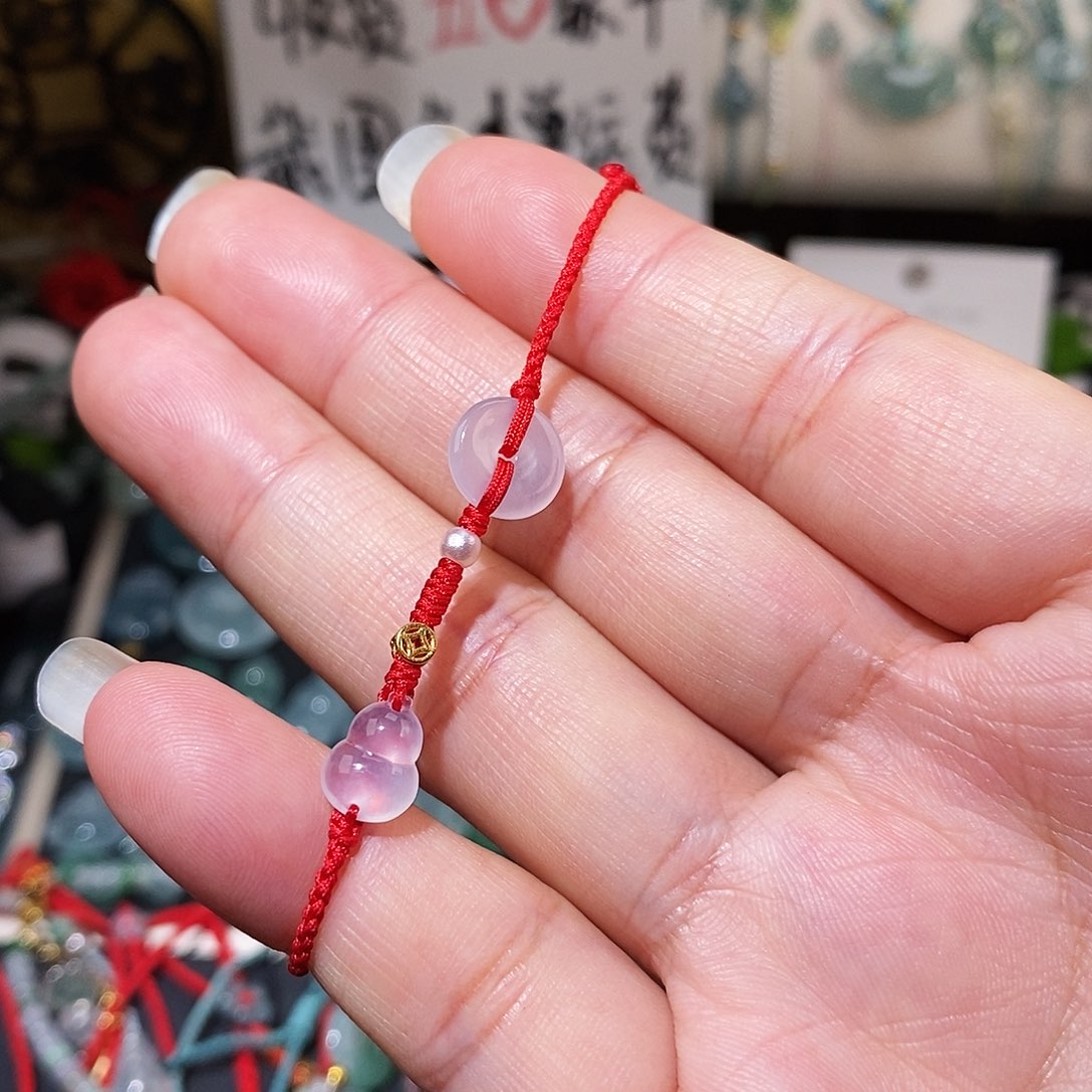 翡翠未镶嵌颈饰平安扣葫芦红绳15可调节