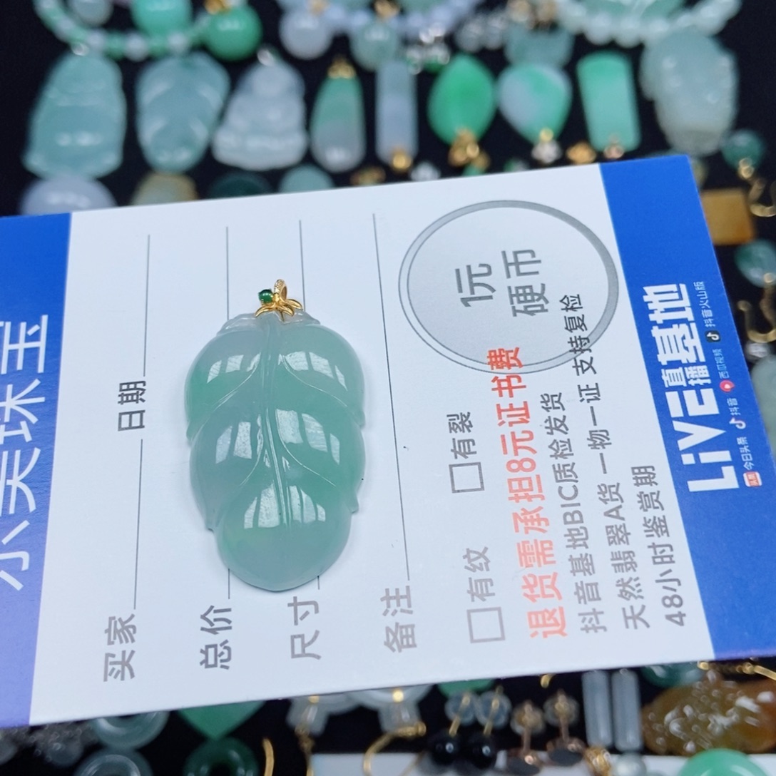 翡翠未镶嵌颈饰叶子