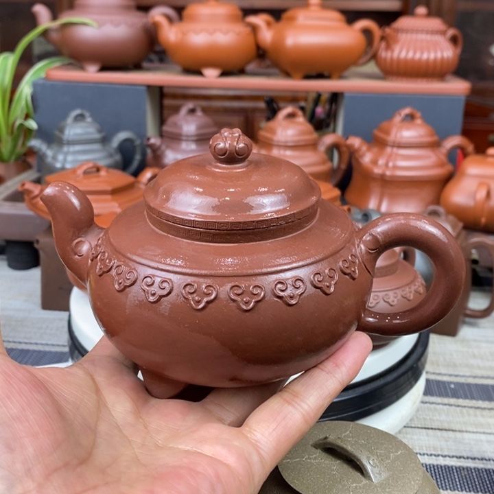 紫砂茶壶云肩如意380cc原矿一厂老底曹青