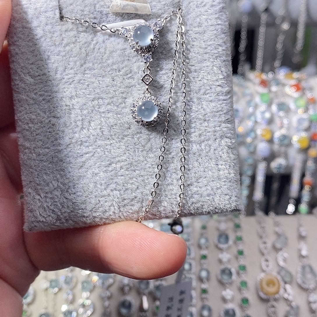 翡翠银S925镶嵌颈饰