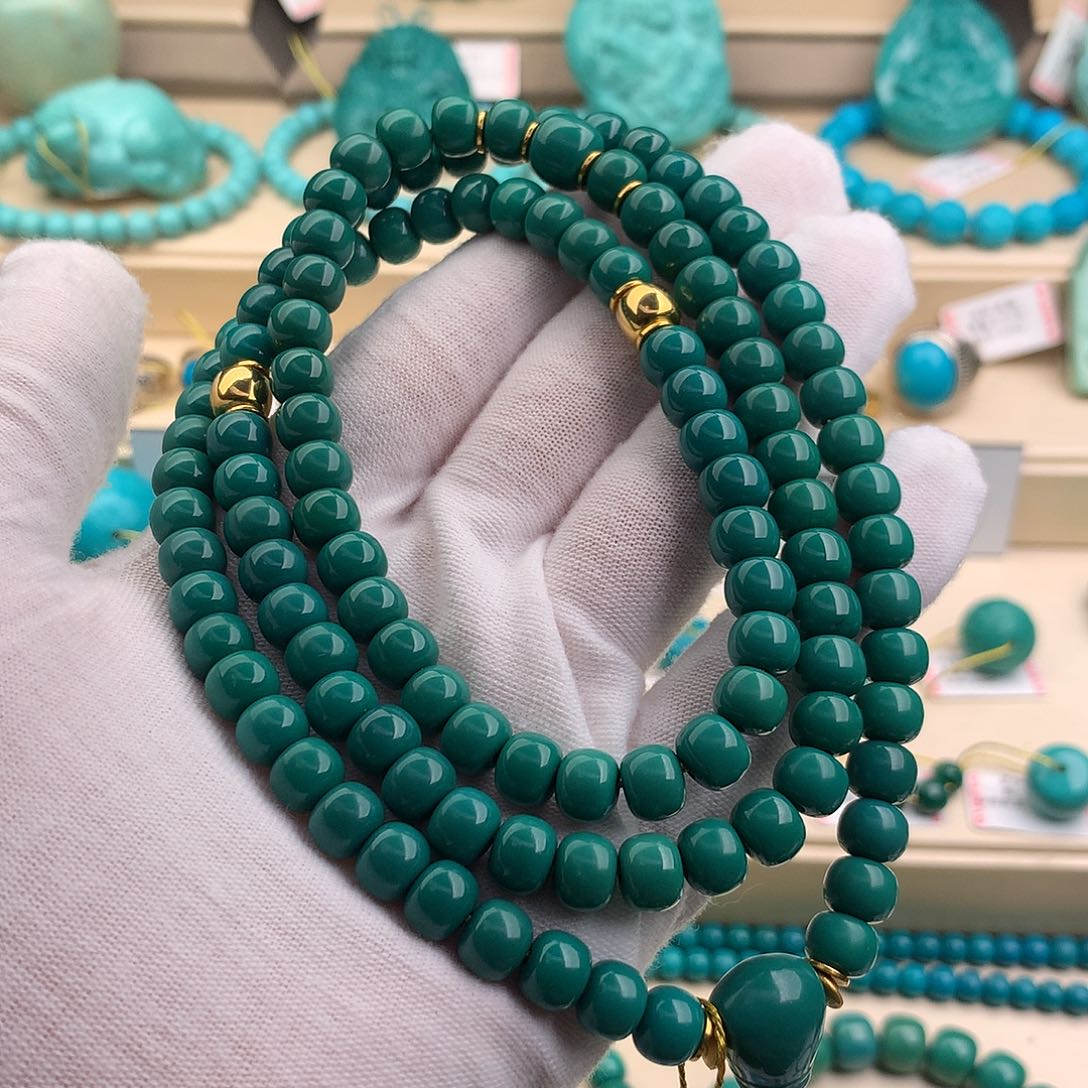 绿松石珠宝奇石18K金镶嵌浪*云