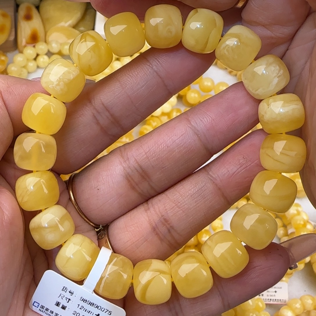 蜜蜡未镶嵌手串白花老型手串