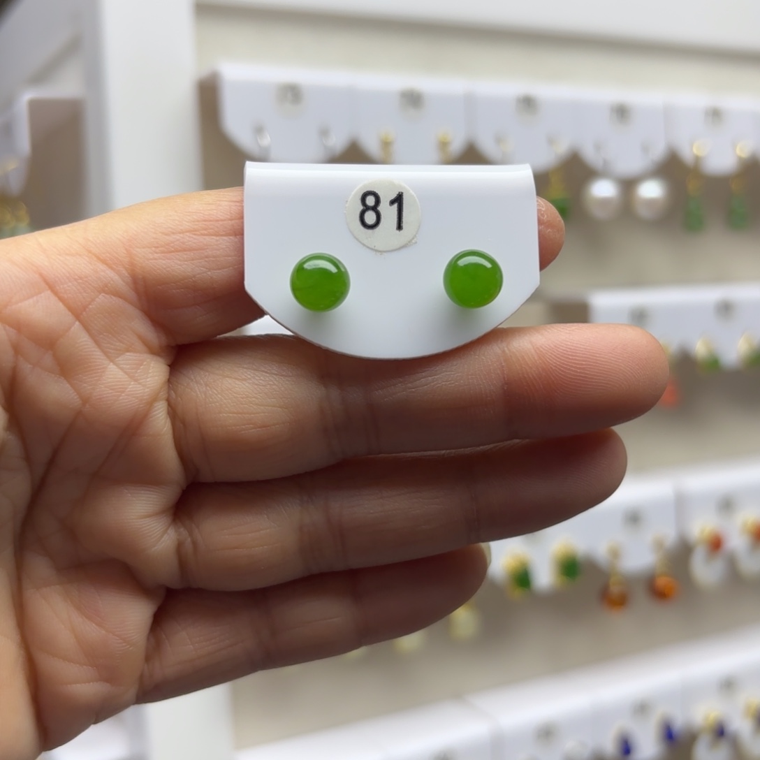 和田玉银S925镶嵌耳饰