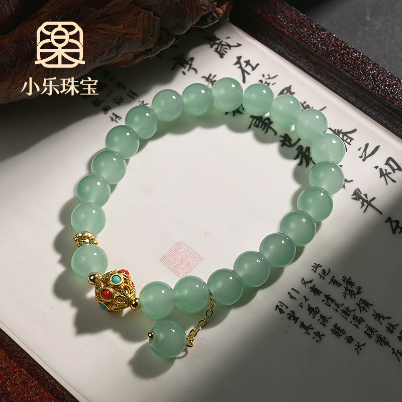 非金属玻璃手链 原创设计款绿色国风绣球手链-Y1171
