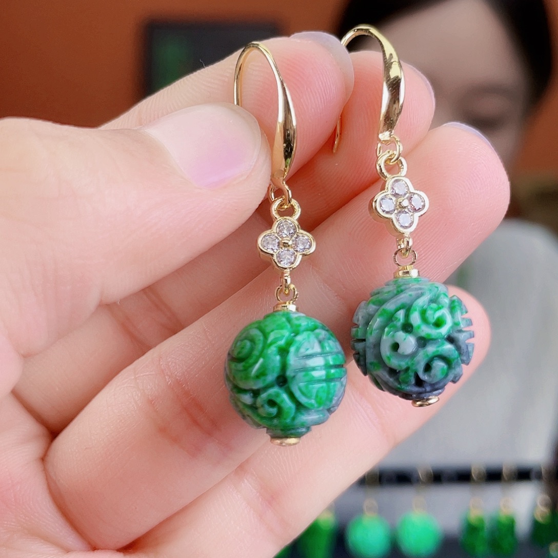 翡翠未镶嵌耳饰饰品