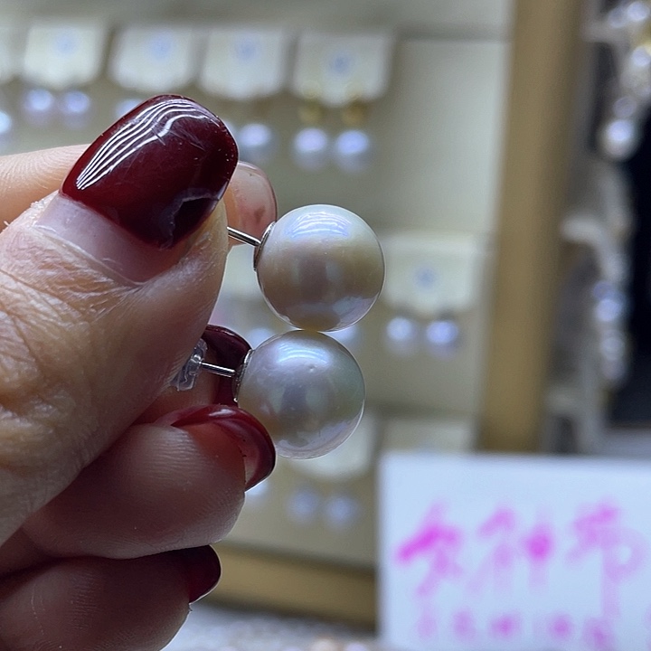 淡水珍珠耳饰银S925镶嵌