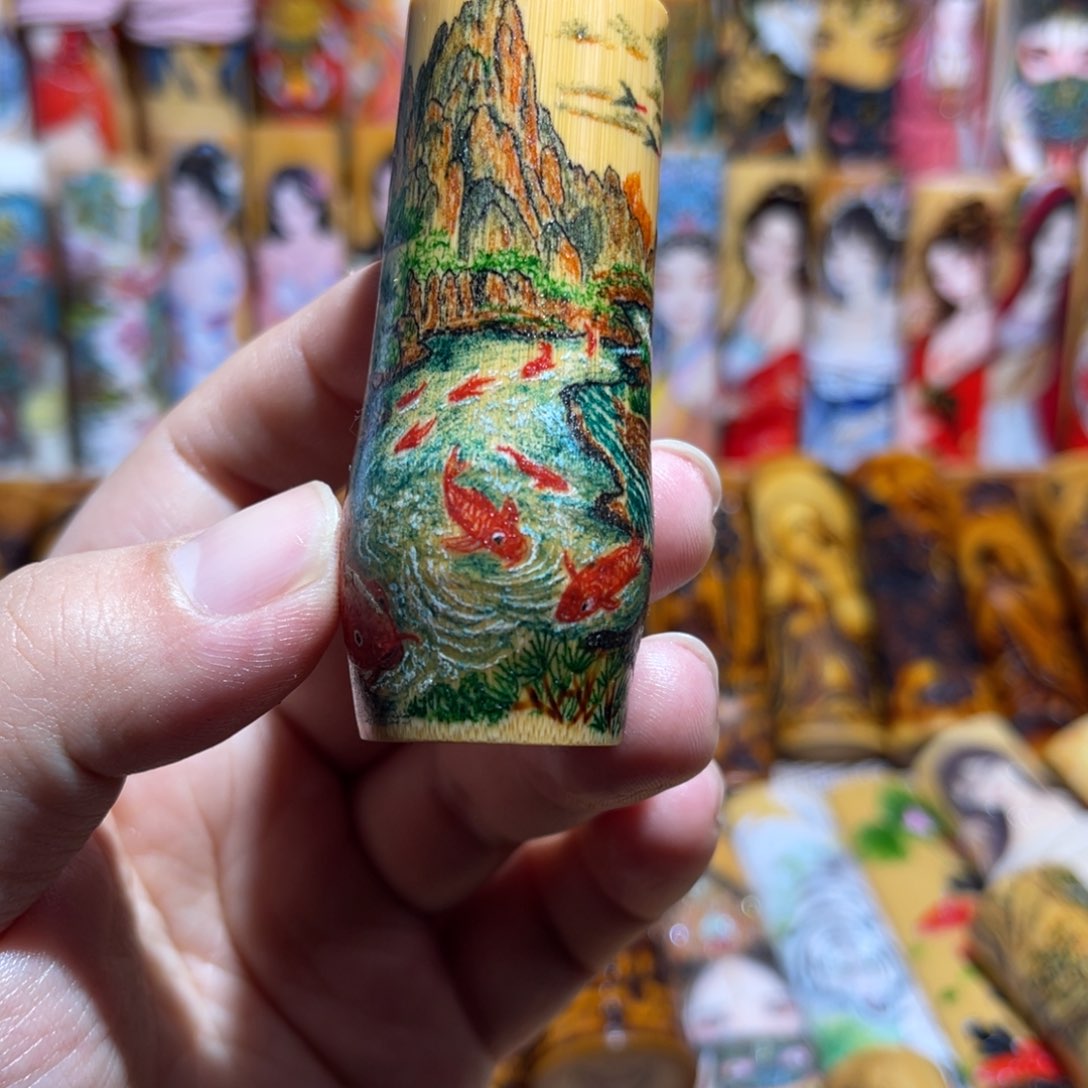 竹散**华实心竹文玩手把件