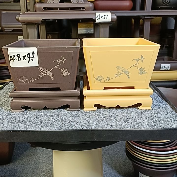 2只13.8cm花鸟小号奎面盆（配底座）