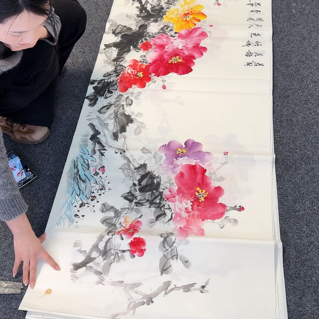 纯手绘国画作品好看小六尺
