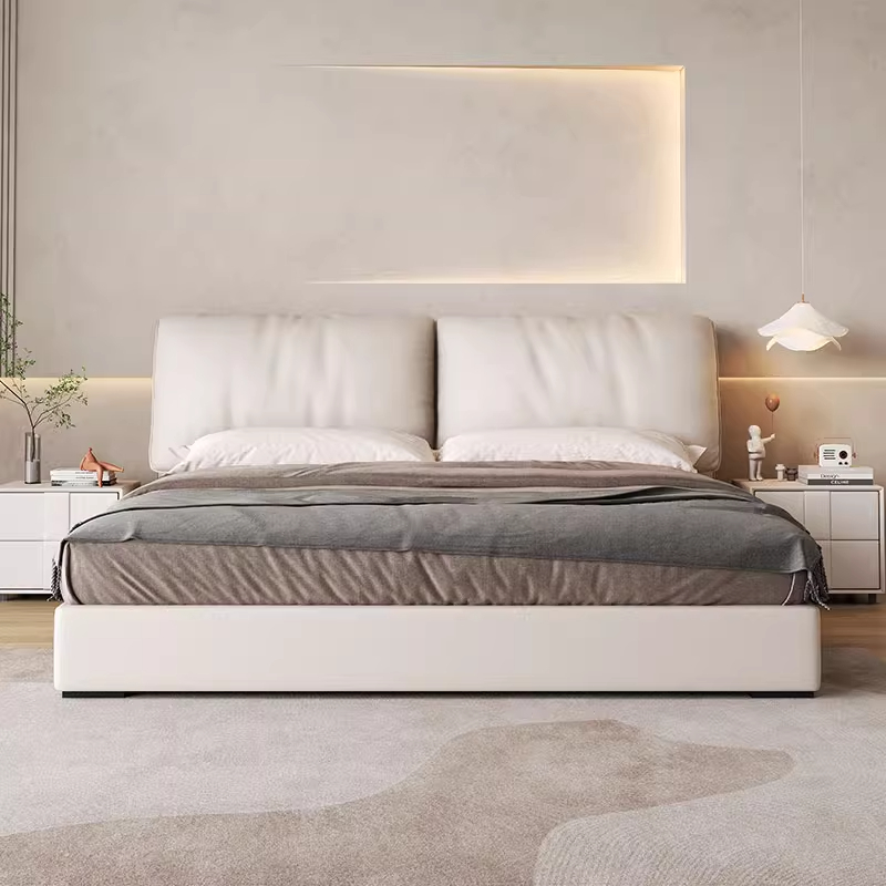 优得美【小象耳朵齐边皮床】双人床高端大气1.8米主卧床