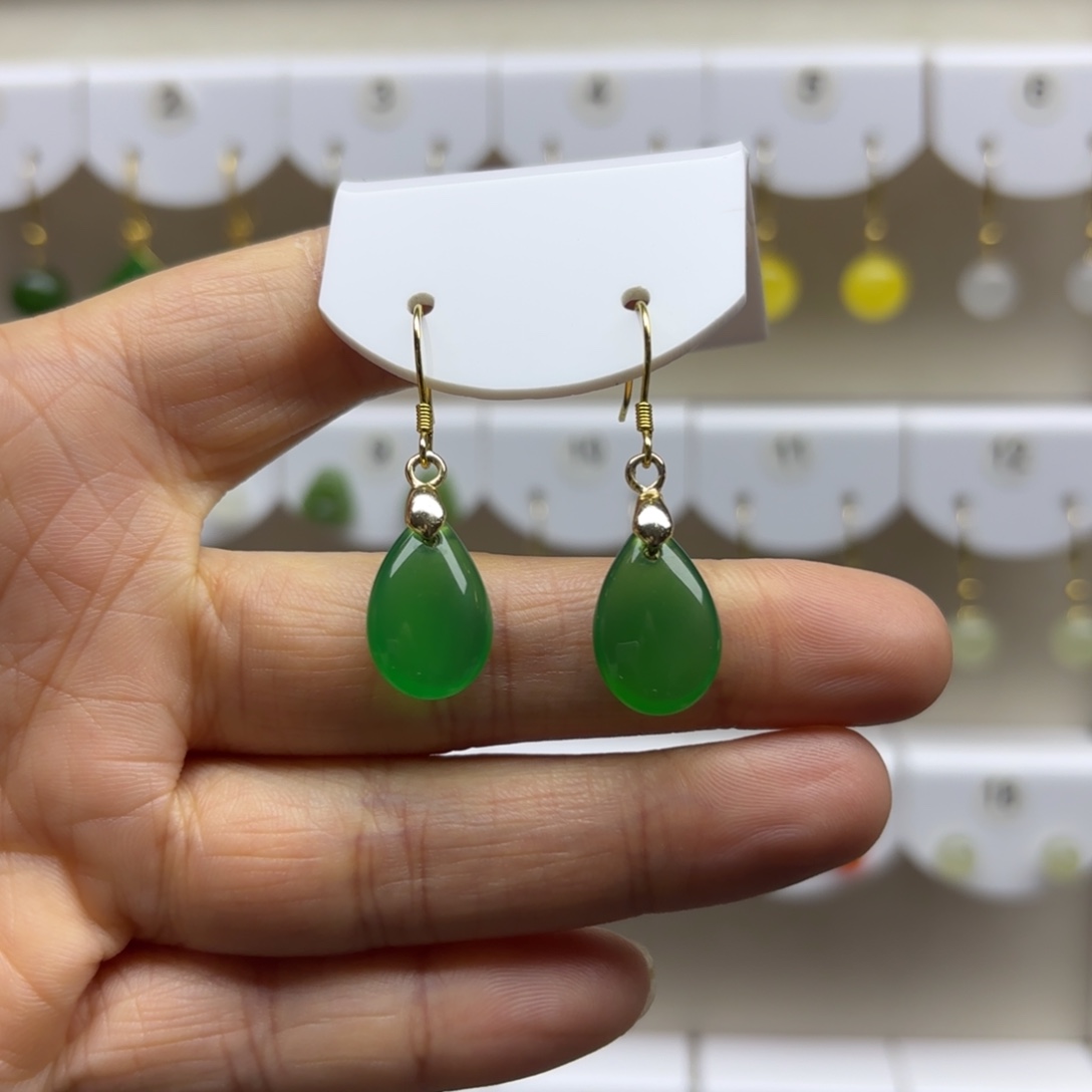 玛瑙/玉髓银S925镶嵌耳饰