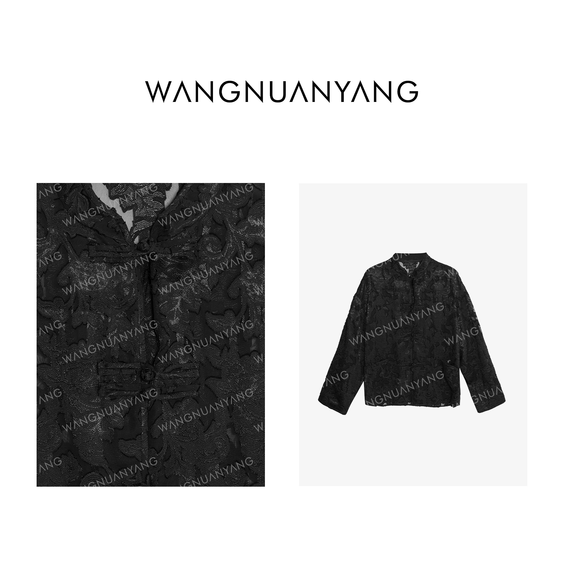 【王暖阳】山雾漫漫｜新中式旗袍领手工盘扣清透小衫23N80125