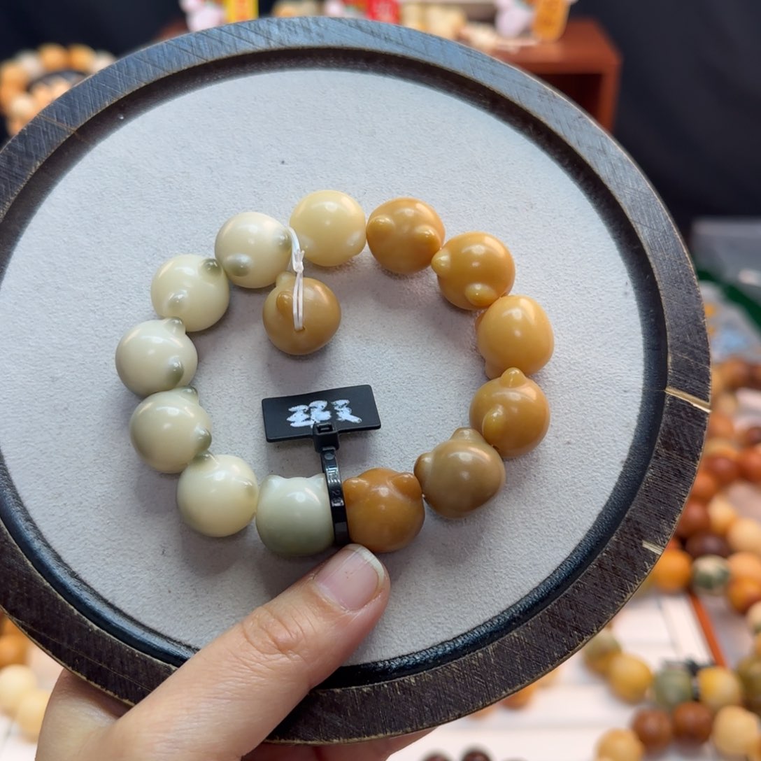 菩提根/象牙果手串卡18猫头干磨瑕疵