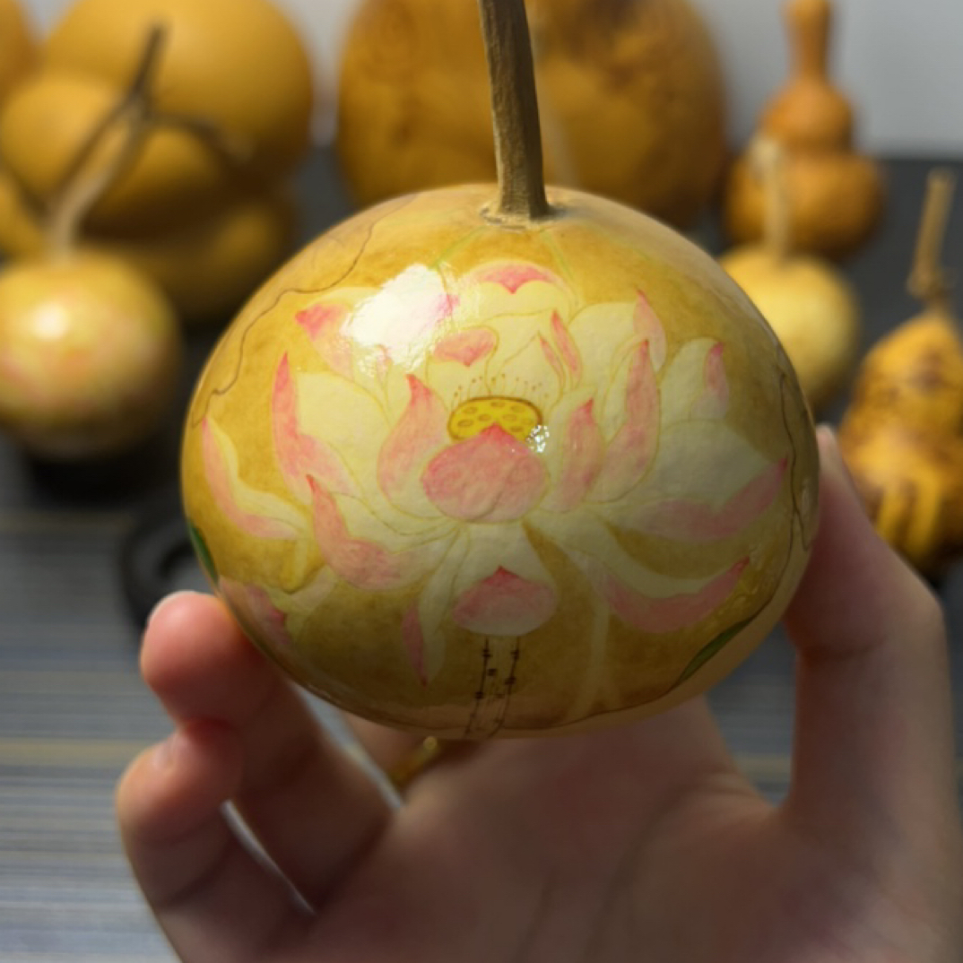 烙画葫芦荷花 大荷花 彩色葫芦 挂件