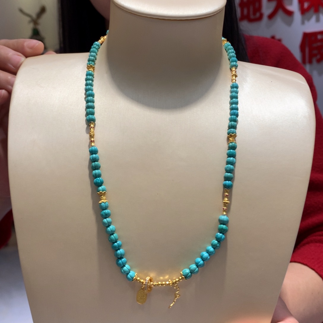 绿松石锁骨链银S925镶嵌