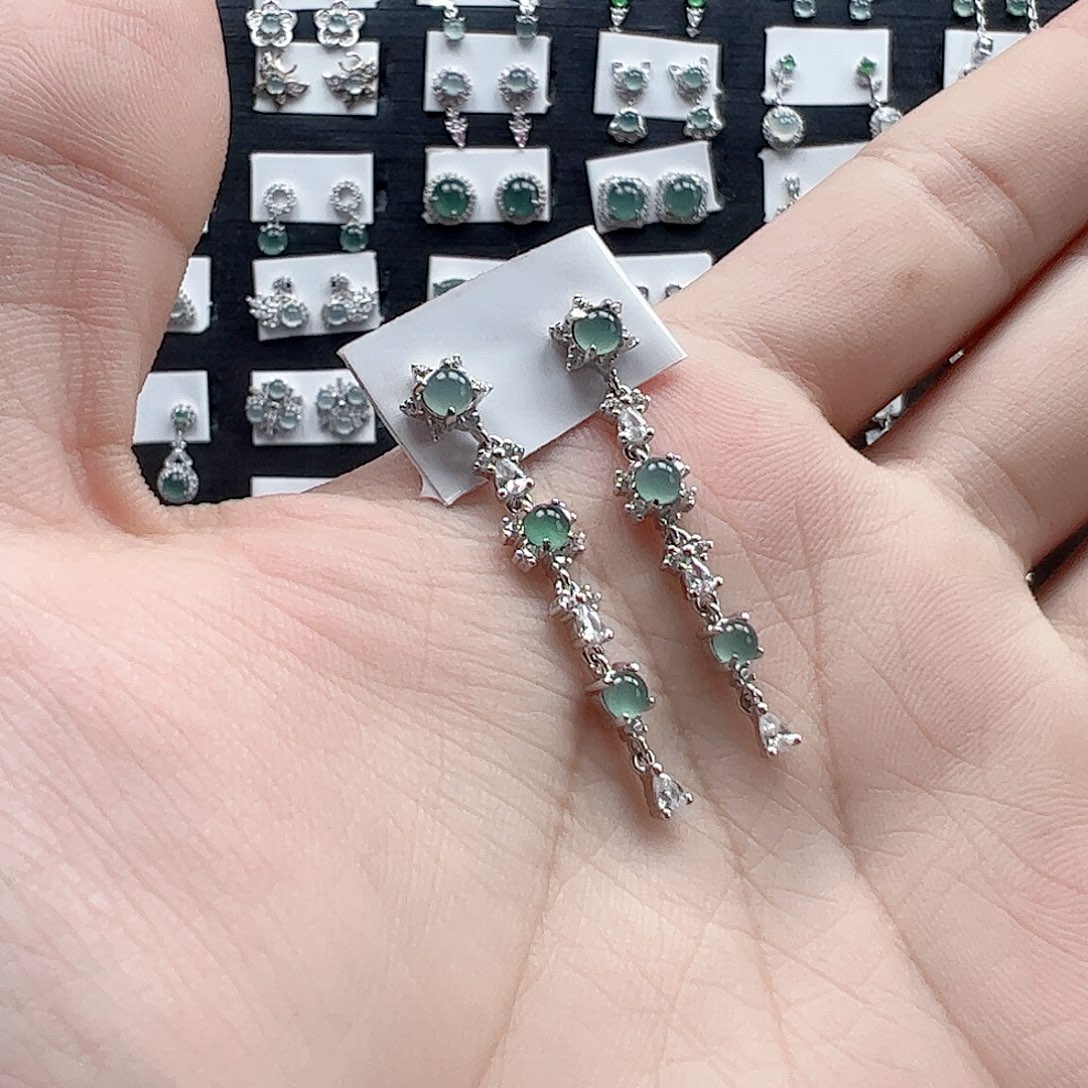 翡翠手链银S925镶嵌天然翡翠