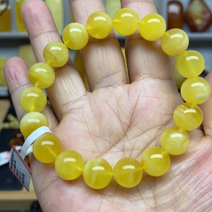 琥珀未镶嵌裸石手串