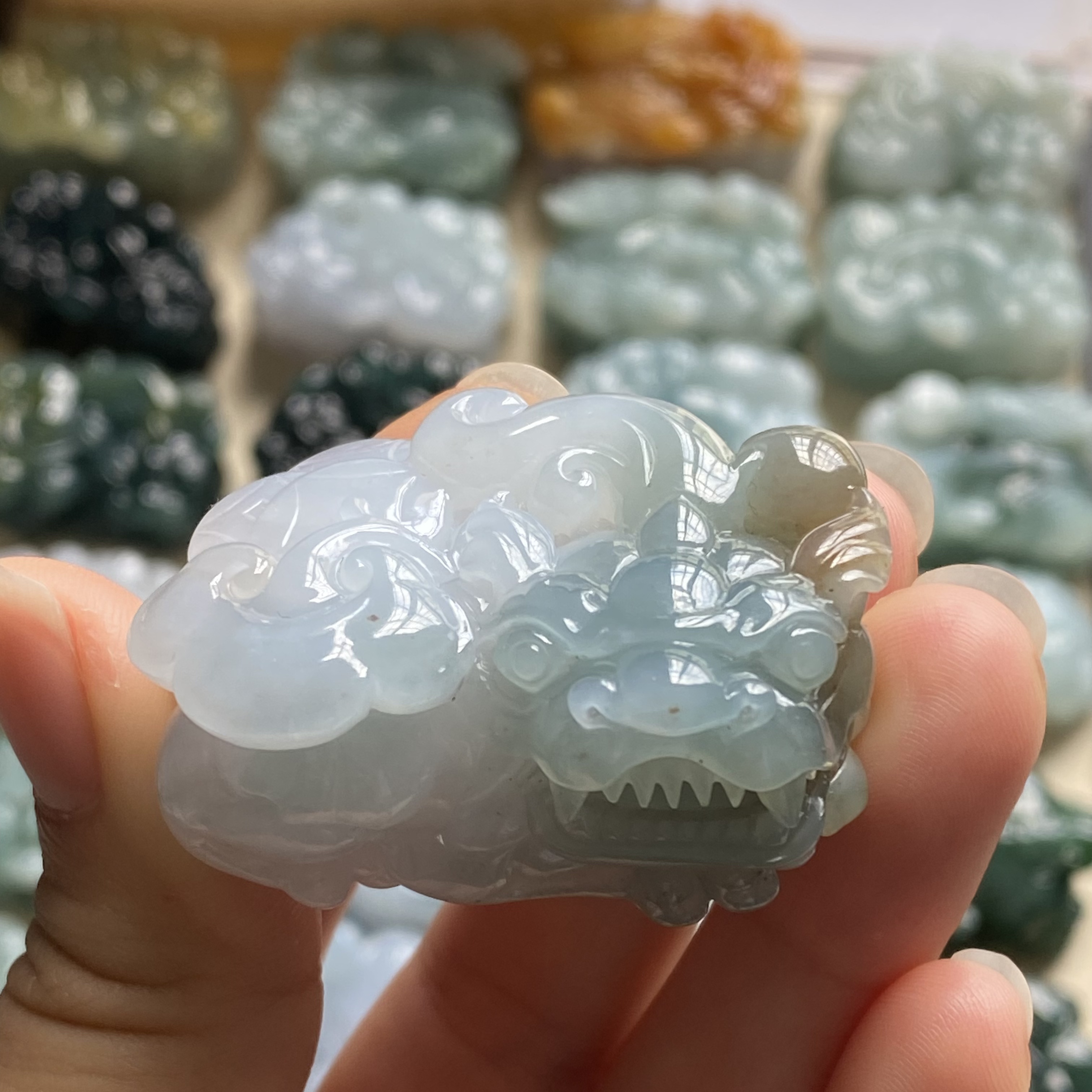 直播 天然A货翡翠飞天貔貅吊坠男女款玉貔貅项链皮丘皮球玉坠挂件