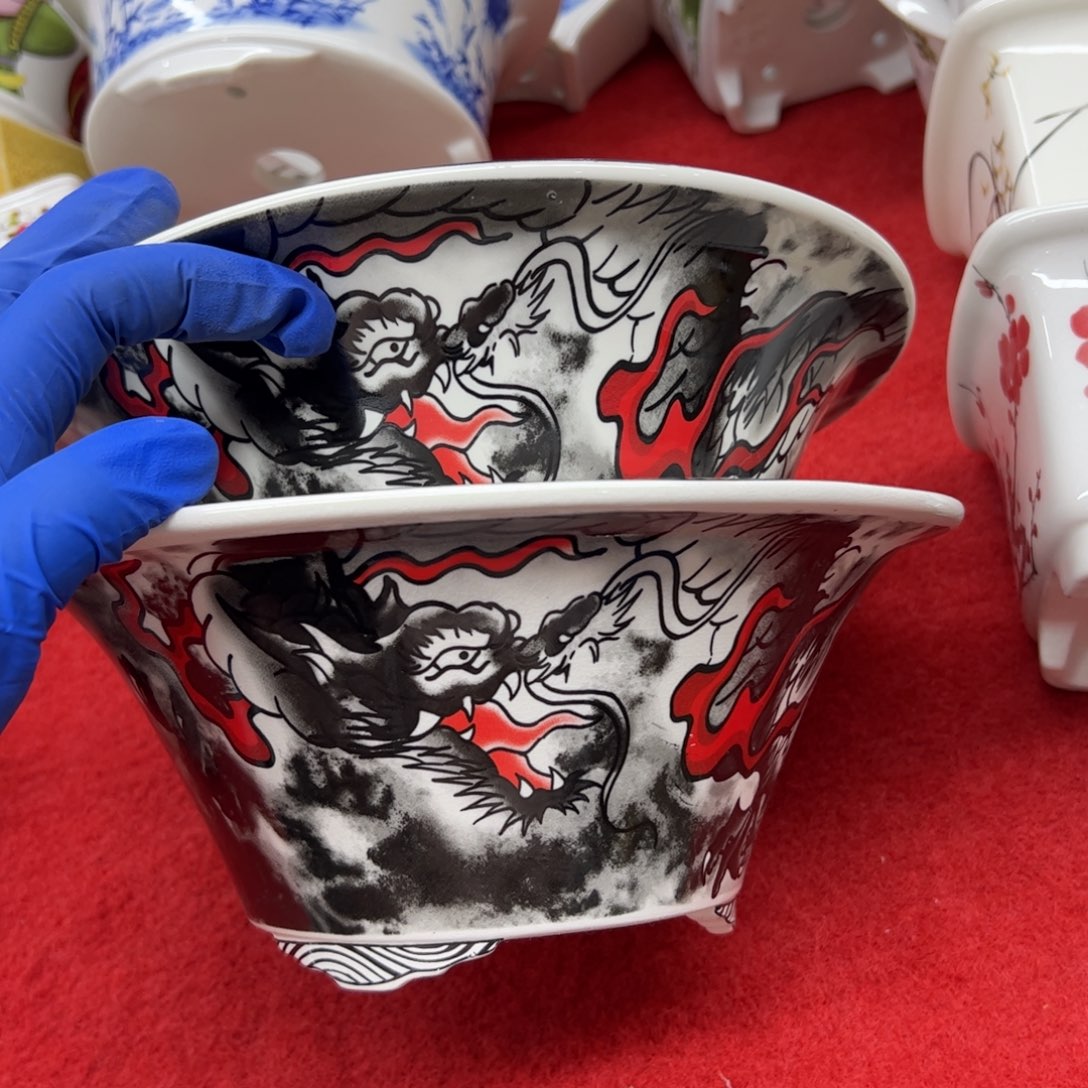 紫砂花盆142号瑕疵2个缩釉小裂纹介意勿拍23/9cm