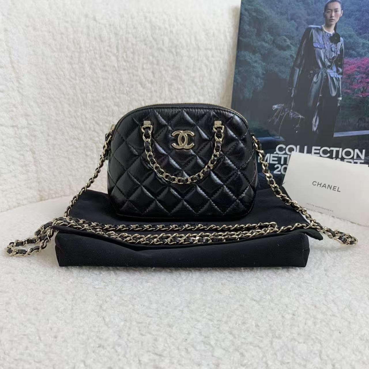 99新 Chanel/香奈儿 黑金mini贝壳包/52576778/12期免息/代卖服务