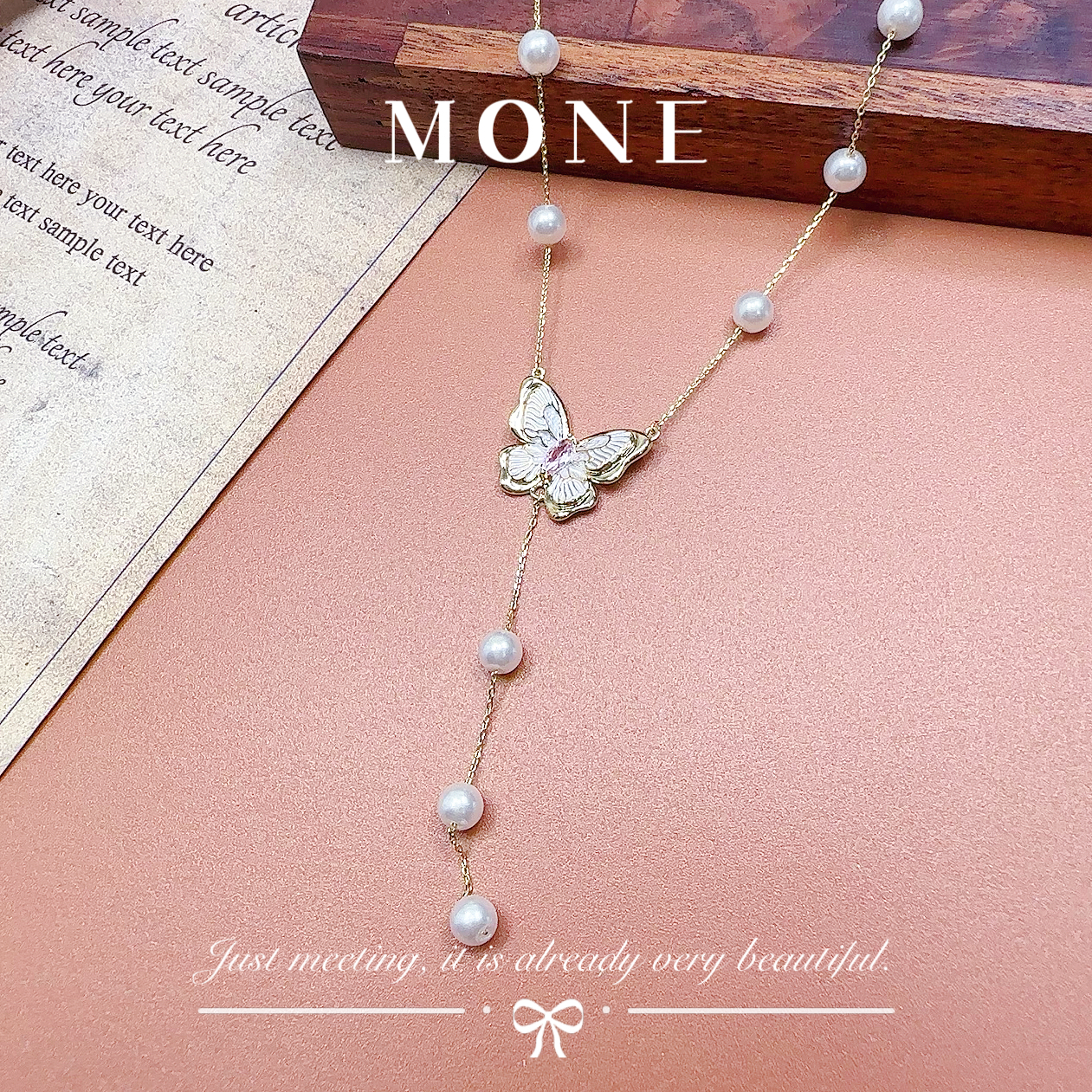 铜合金仿珍珠项链 【6220】时尚气质百搭高级设计款项链~满天星