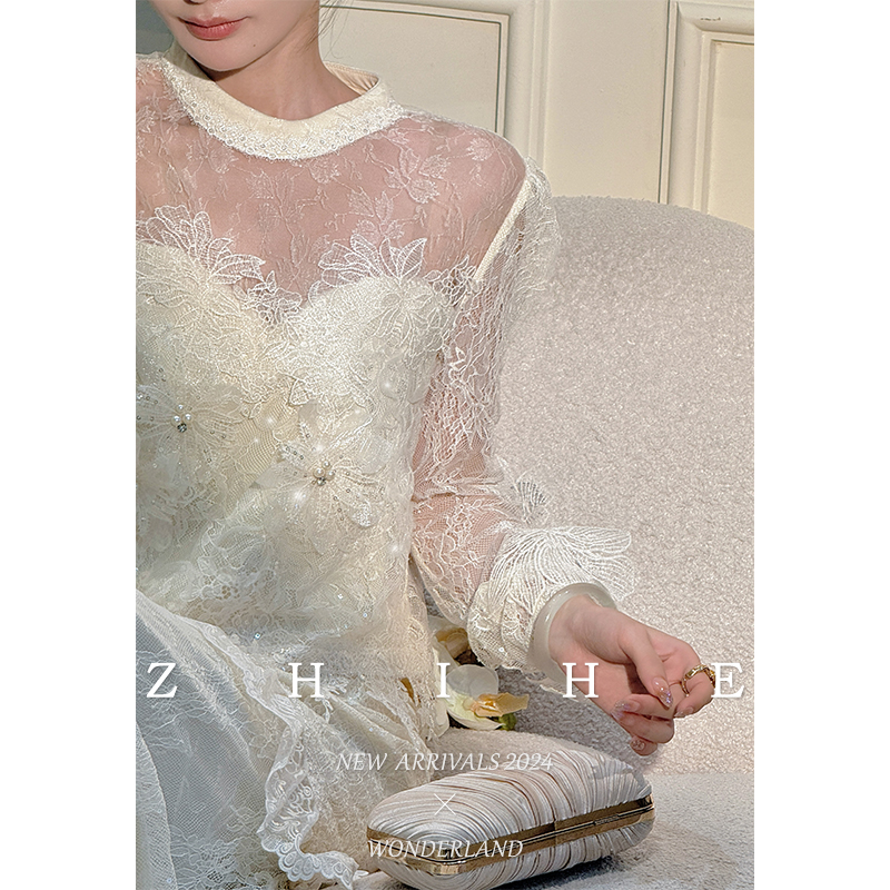 至禾Wonderland【花间吻】静奢重工绣花亮片蕾丝衬衫+半裙