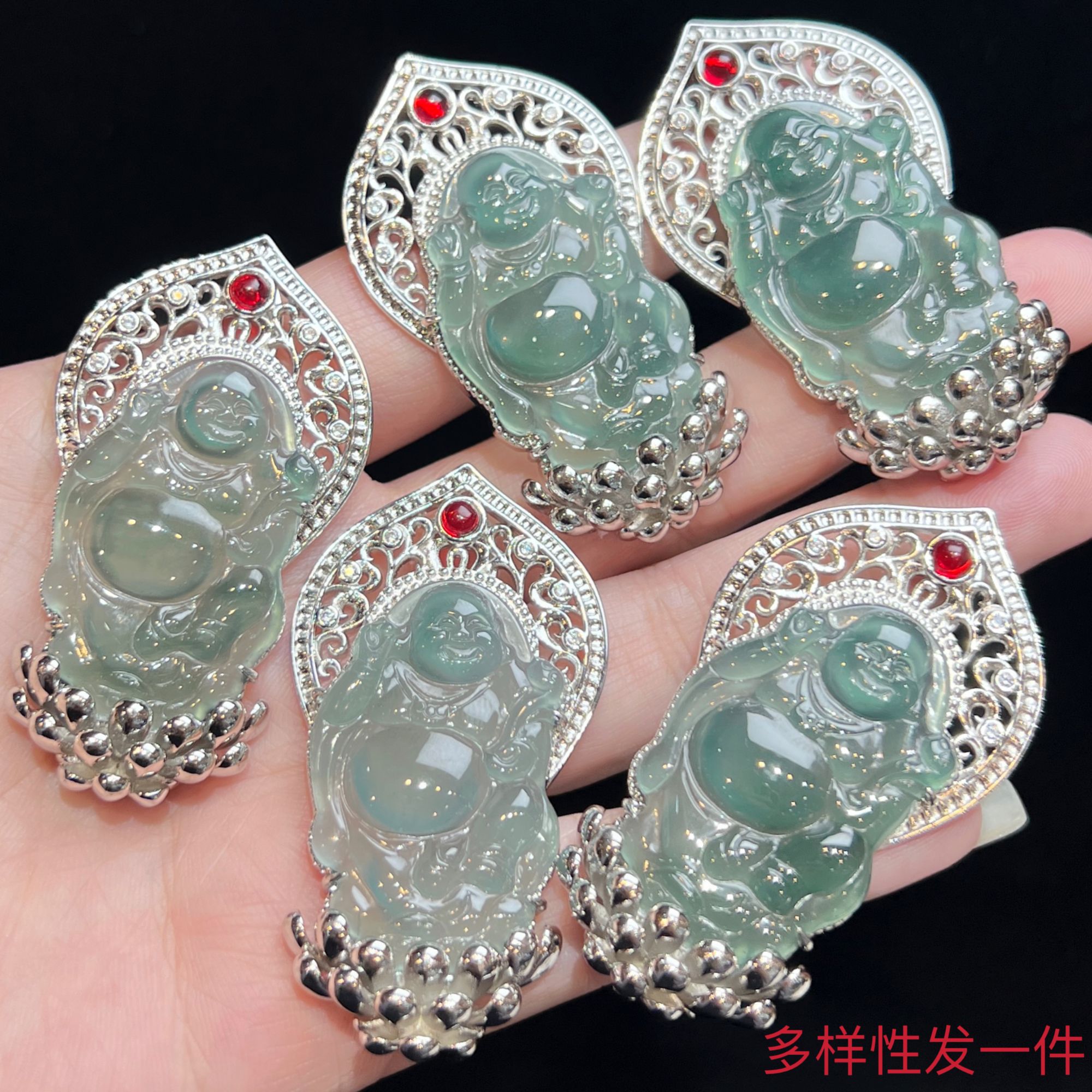 【上旭珠宝马哥推荐】天然翡翠A货蓝水逍遥佛公 多样性发一件