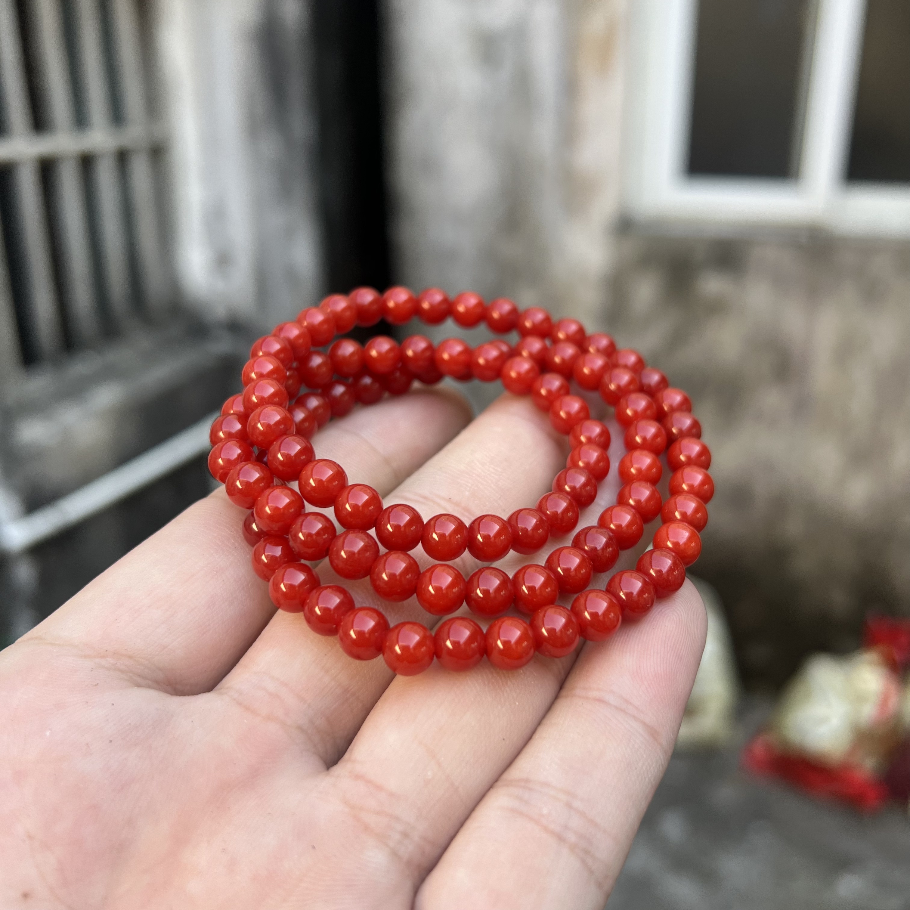 a672多圈柿红卡6mm手串项链时尚