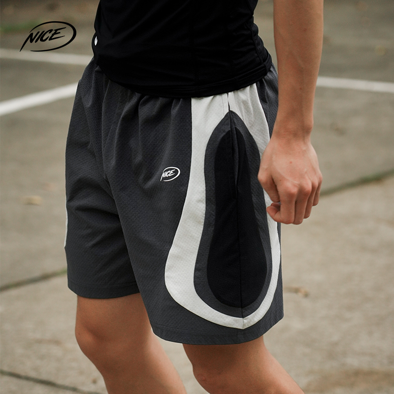 NICEID NICE美式篮球短裤拼色速干实战训练运动宽松透气四分裤
